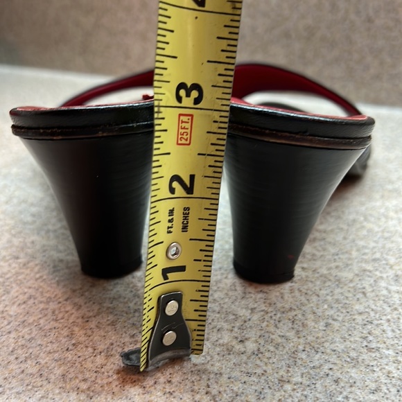 Andrew Stevens Vintage slide on Black and Red heels Size 39 US 8 made in Italy - Picture 13 of 14